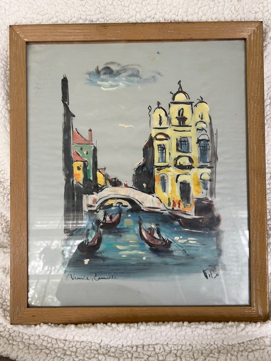 Hand painted Other - Beautiful Venice, Framed Oil Painting, Signed, Vintage, 16”x 20”